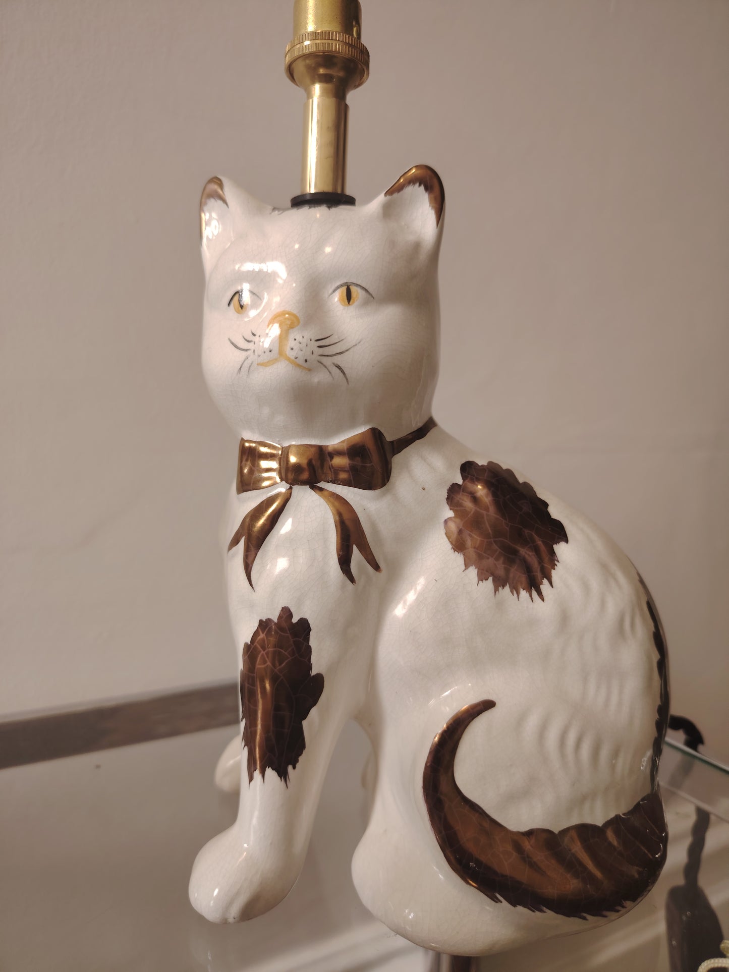 Pair of Vintage Mantle Cat upcycled lamps