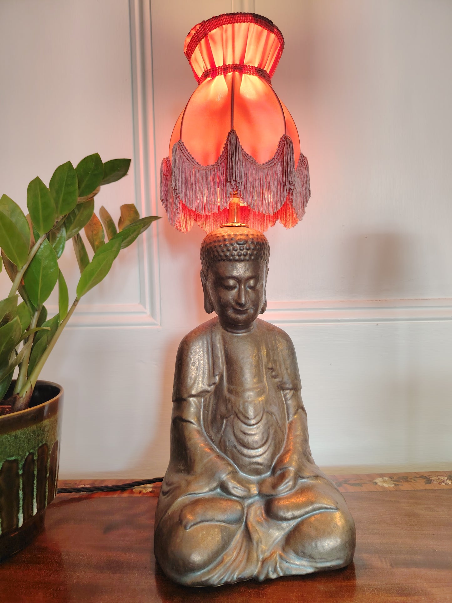 Large Vintage Upcycled Buddah Lamp