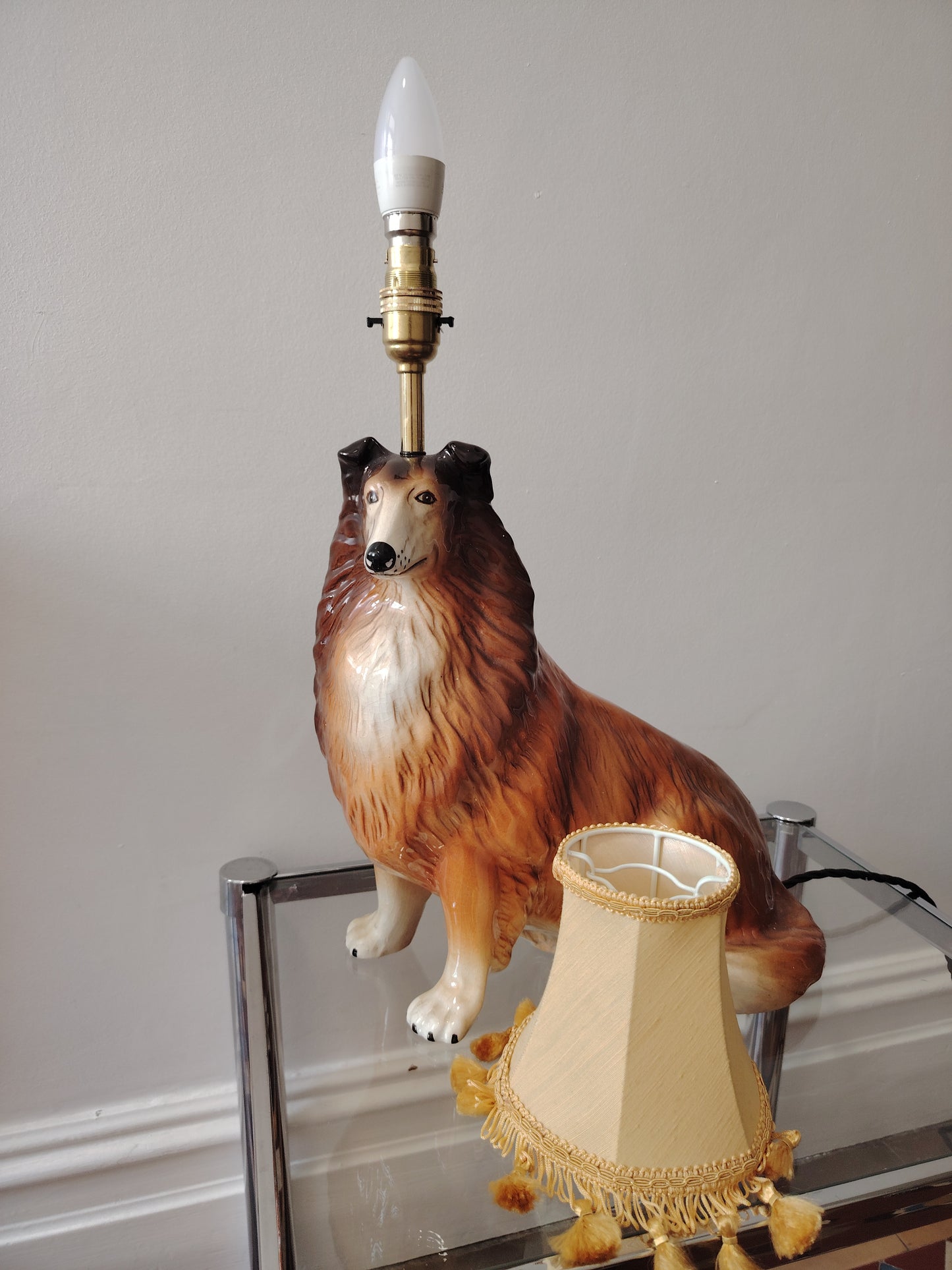 Vintage upcycled Collie Dog Lamp