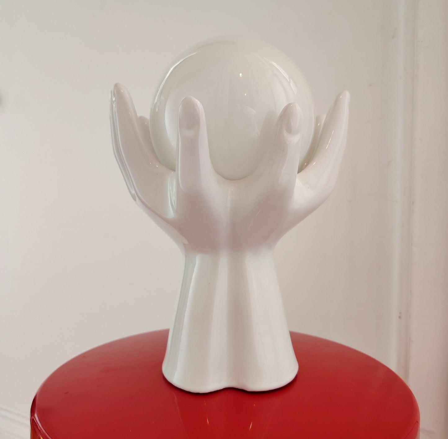 Vintage 80's Hands and Globe Lamp