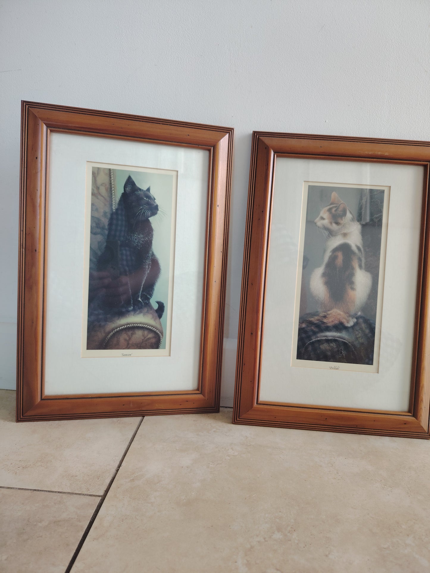 Pair of 90's Cat Prints "Samson and Delilah"