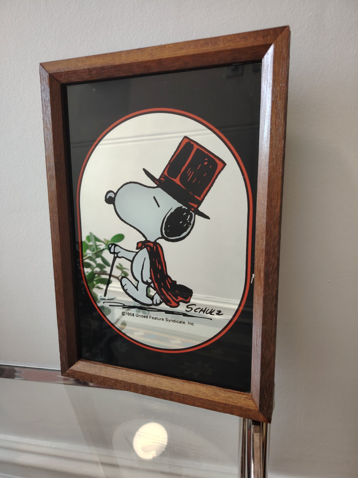 Rare Vintage 1960's Snoopy "The Gentleman" Picture Mirror
