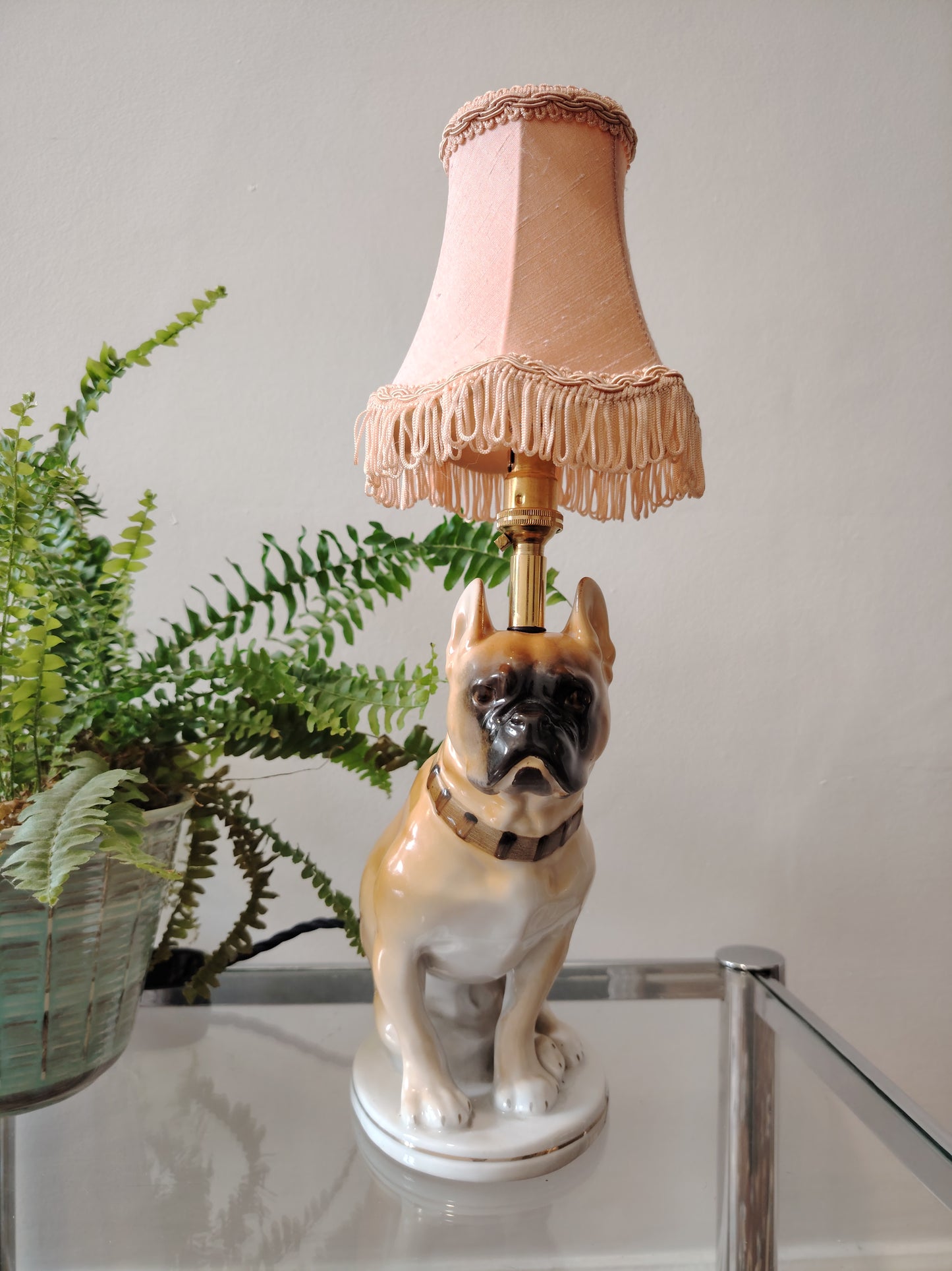 Vintage Upcycled French Bull Dog Lamp