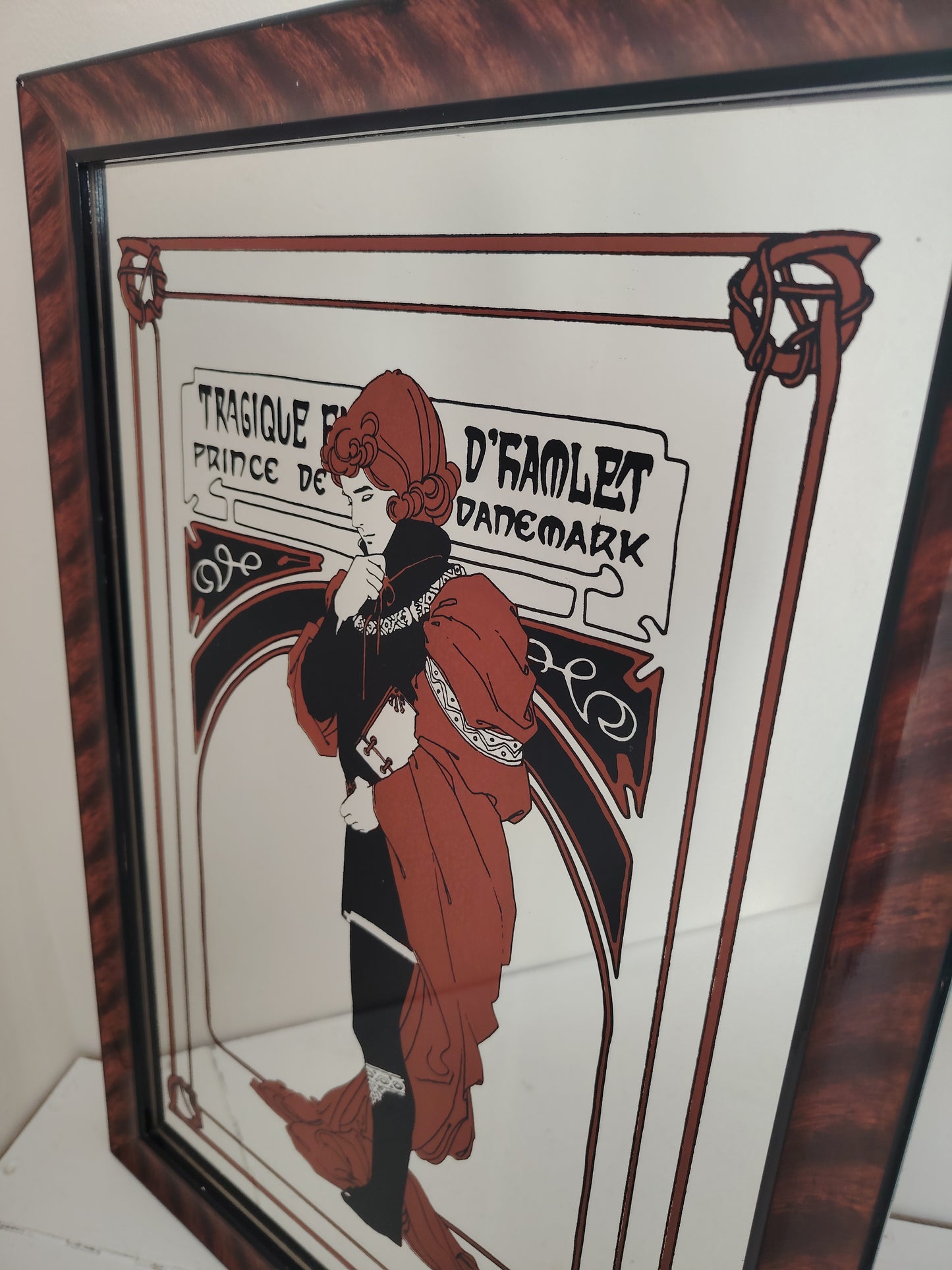 Vintage 70's Art Nouvea Style Hamlet Mucha Mirror