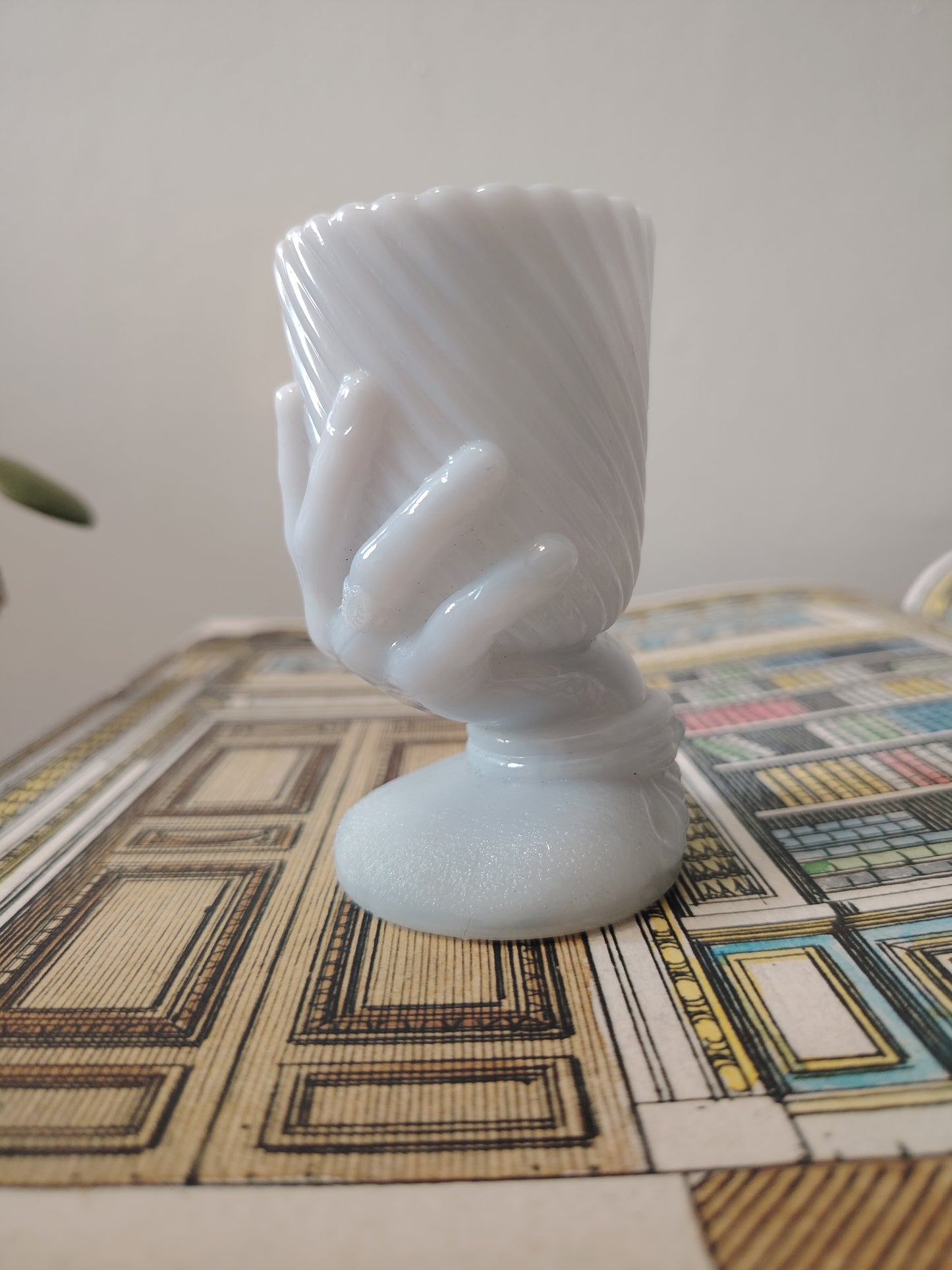 Antique French Milk Glass Hand Vase