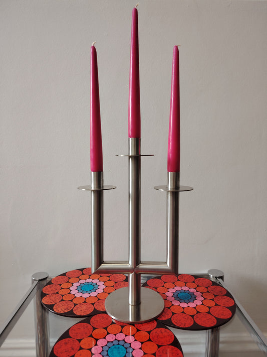 Mid Century Stainless Steel Candleabra