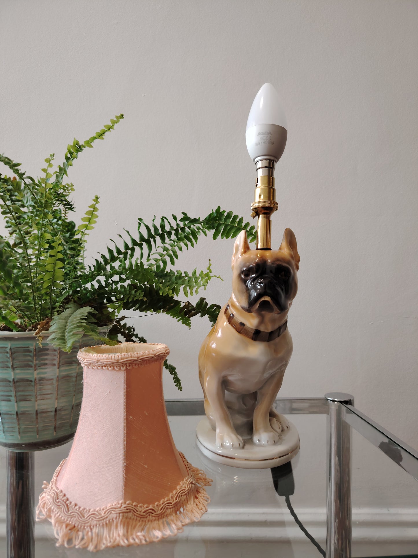 Vintage Upcycled French Bull Dog Lamp