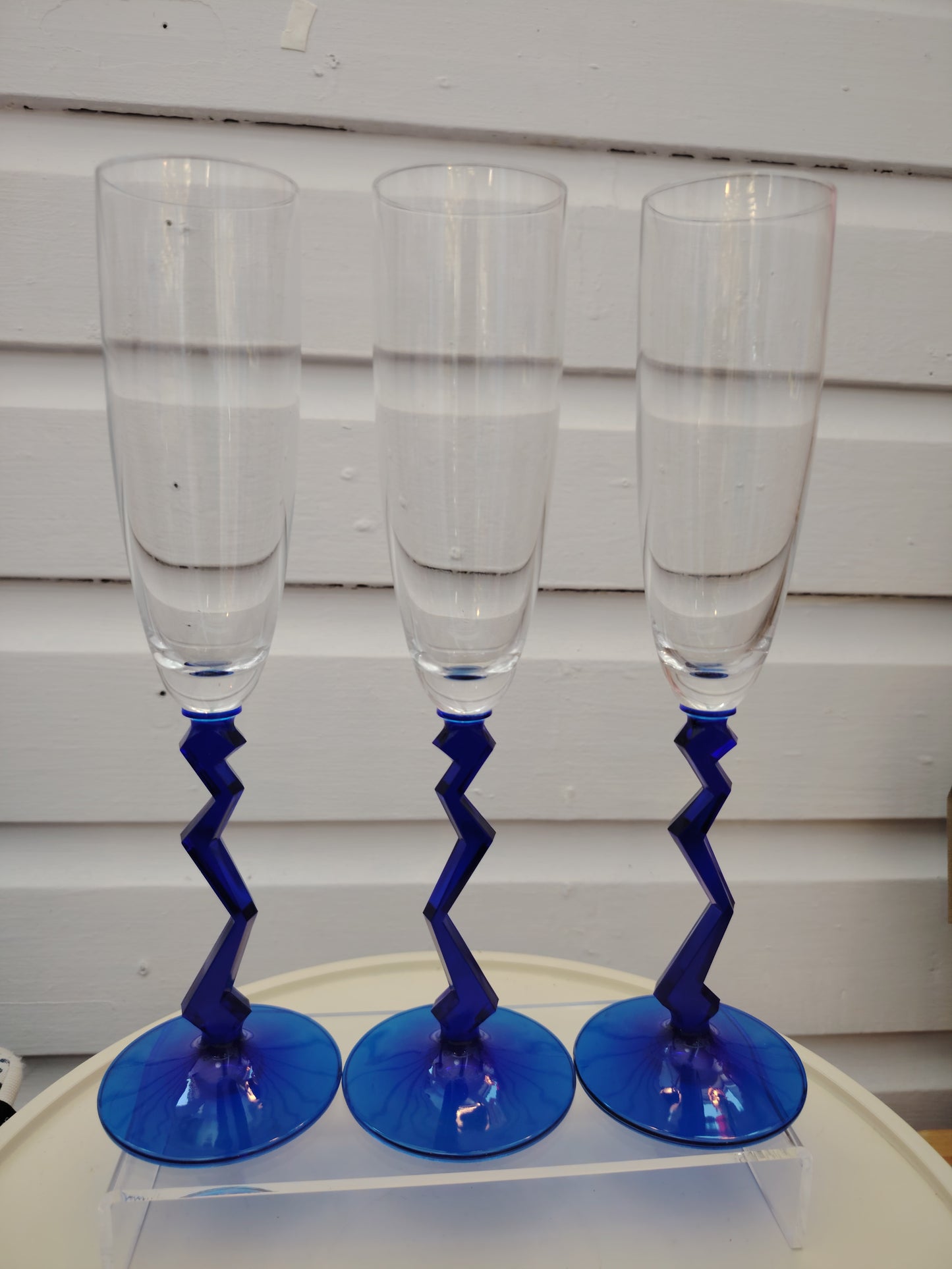 Trio of Vintage 80's Memphis Style Champagne Flutes