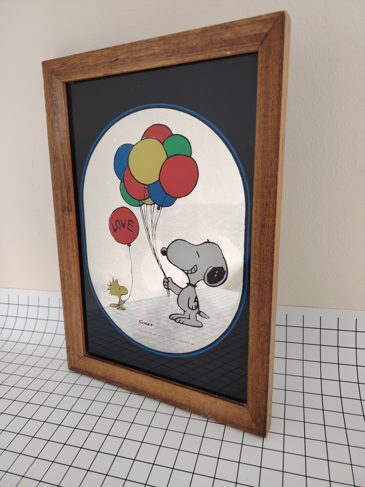 Vintage Snoopy and Woodstock Balloons Picture Mirror