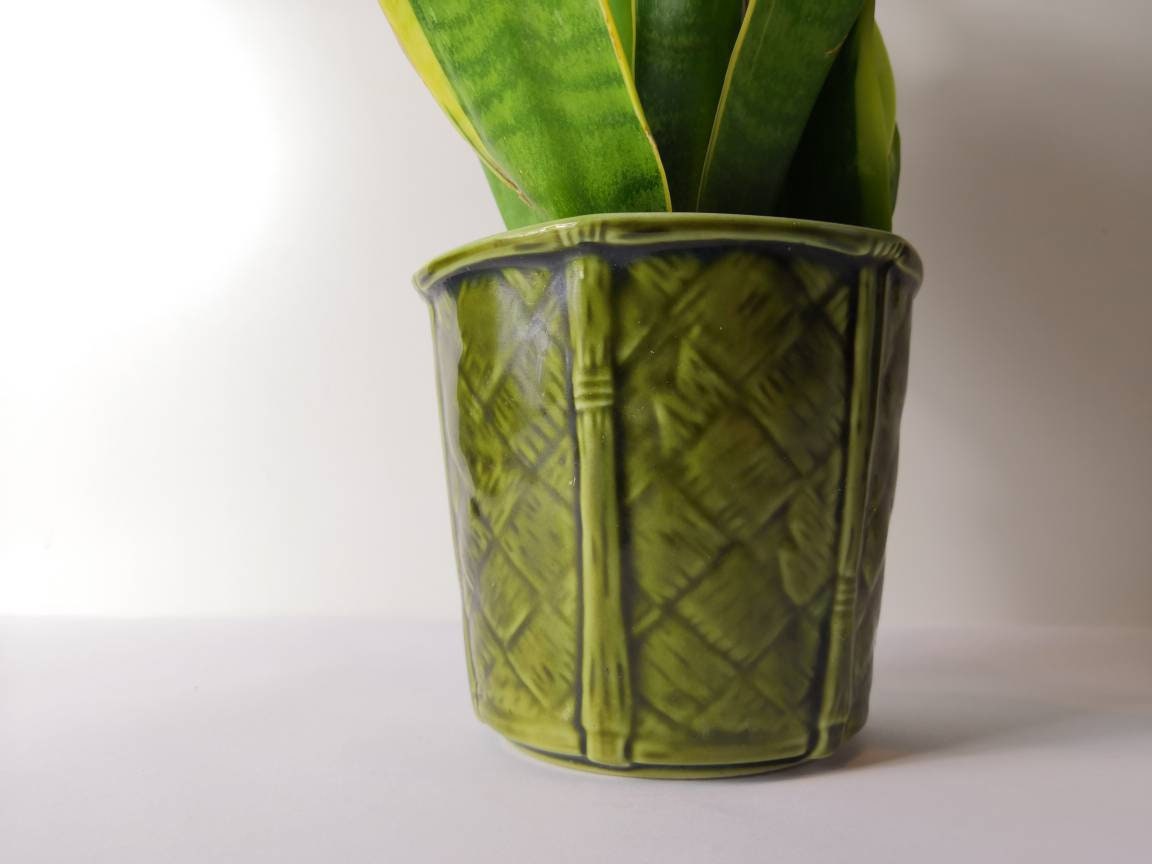 Churchill England Green Bamboo Design Plant Pot
