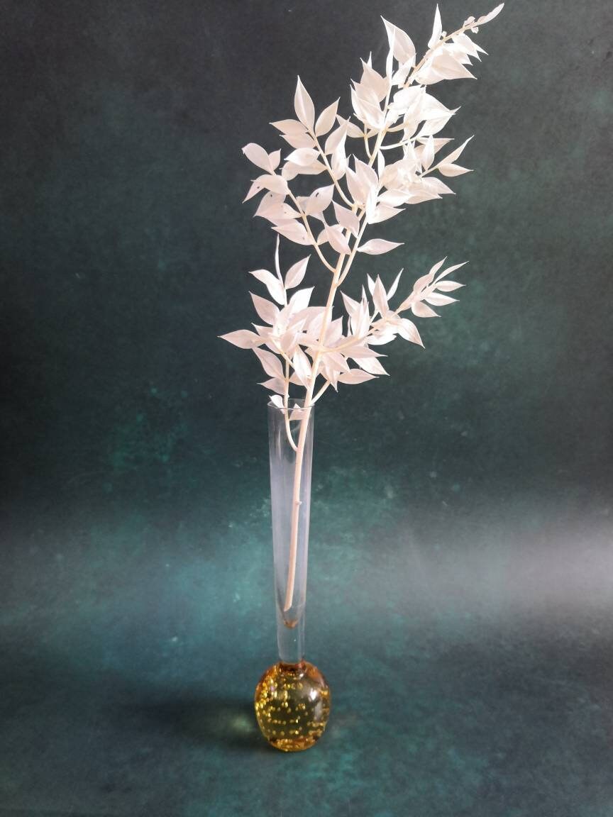 Vintage Bubble Bud Vase with Amber Base