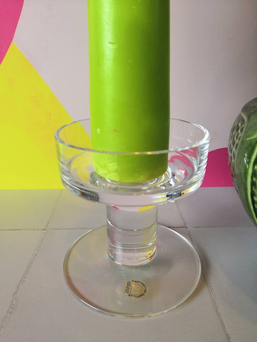 Large vintage Dartington Glass Candle Holder