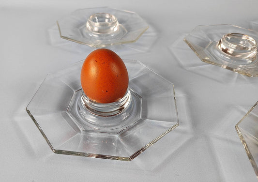 Vintage French Arcoroc France Octagonal glass egg cups