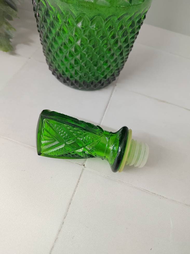 Large Green Glass Genie Bottle/ Empoli Bottle