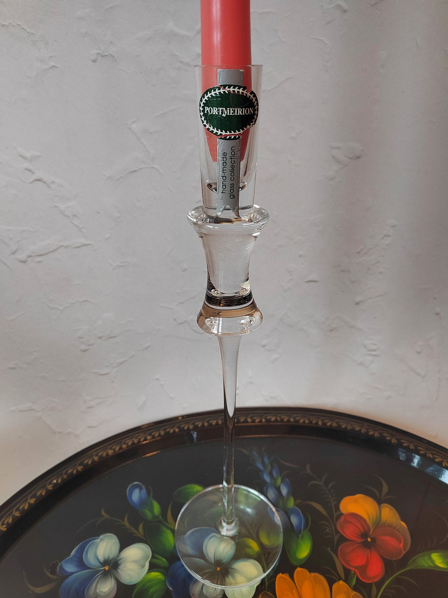 Vintage Portmeirion Tall Glass Candlestick Holder