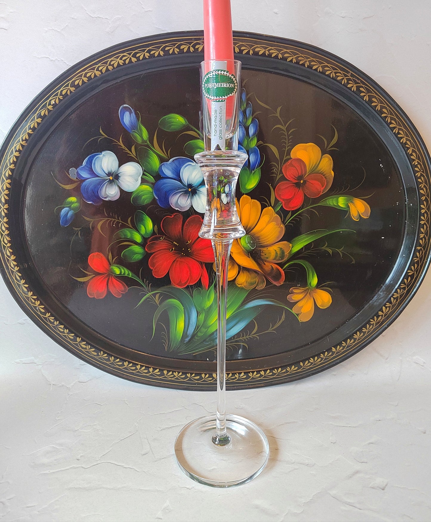 Vintage Portmeirion Tall Glass Candlestick Holder