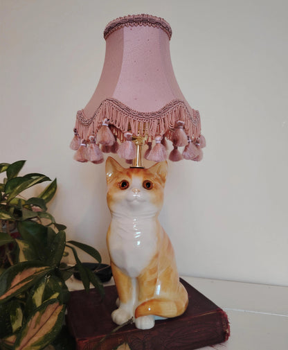 Vintage Reworked Small Ginger Cat Lamp 🐈💕