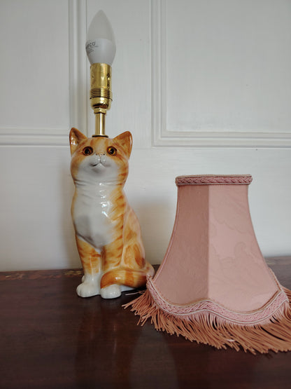 Vintage Reworked Small Ginger Cat Lamp
