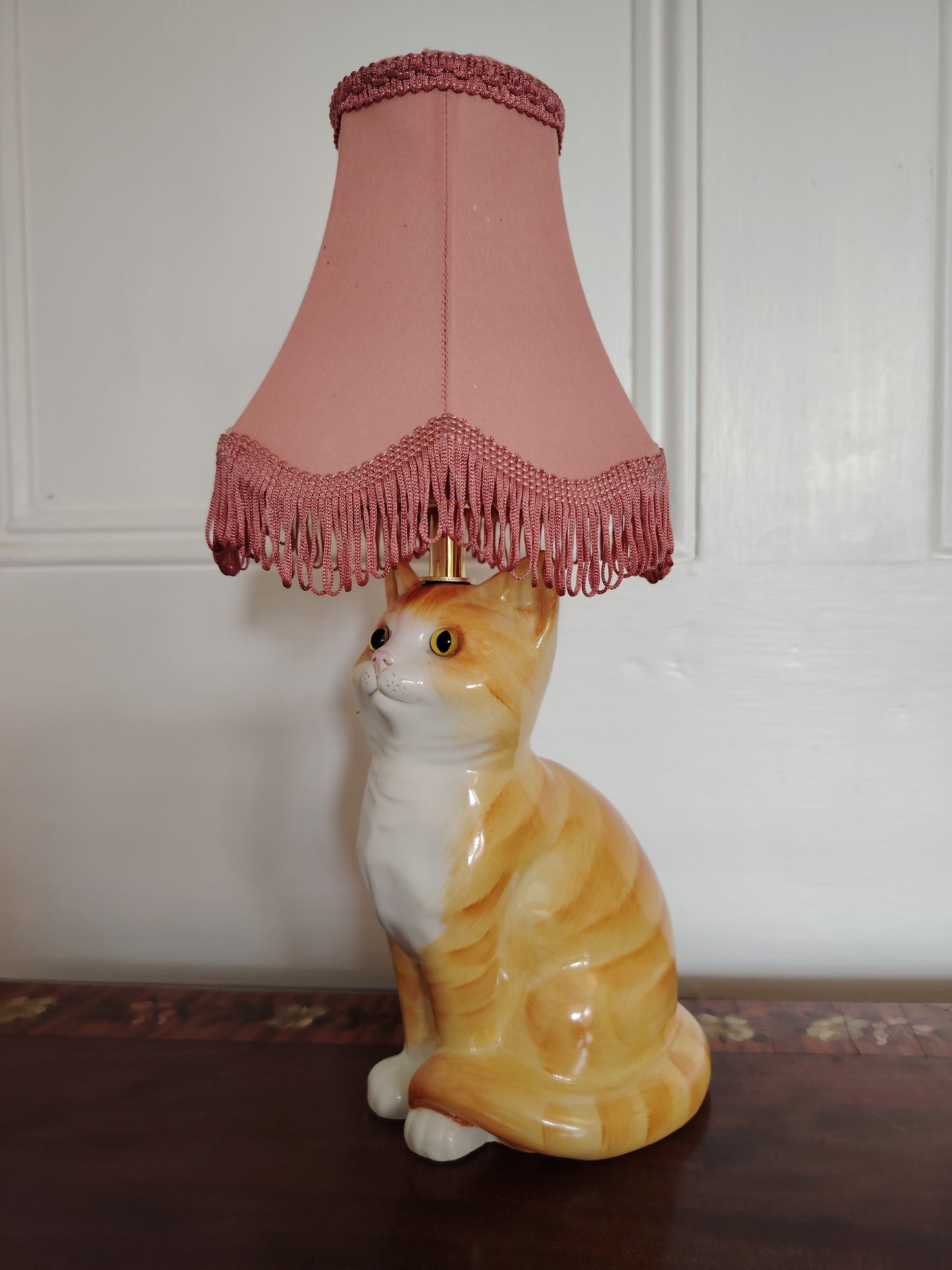 Vintage Reworked Small Ginger Cat Lamp