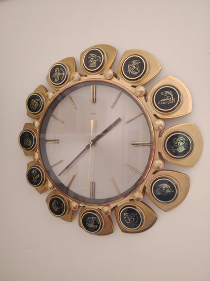 Vintage Mid Century Quartz Horoscope Clock