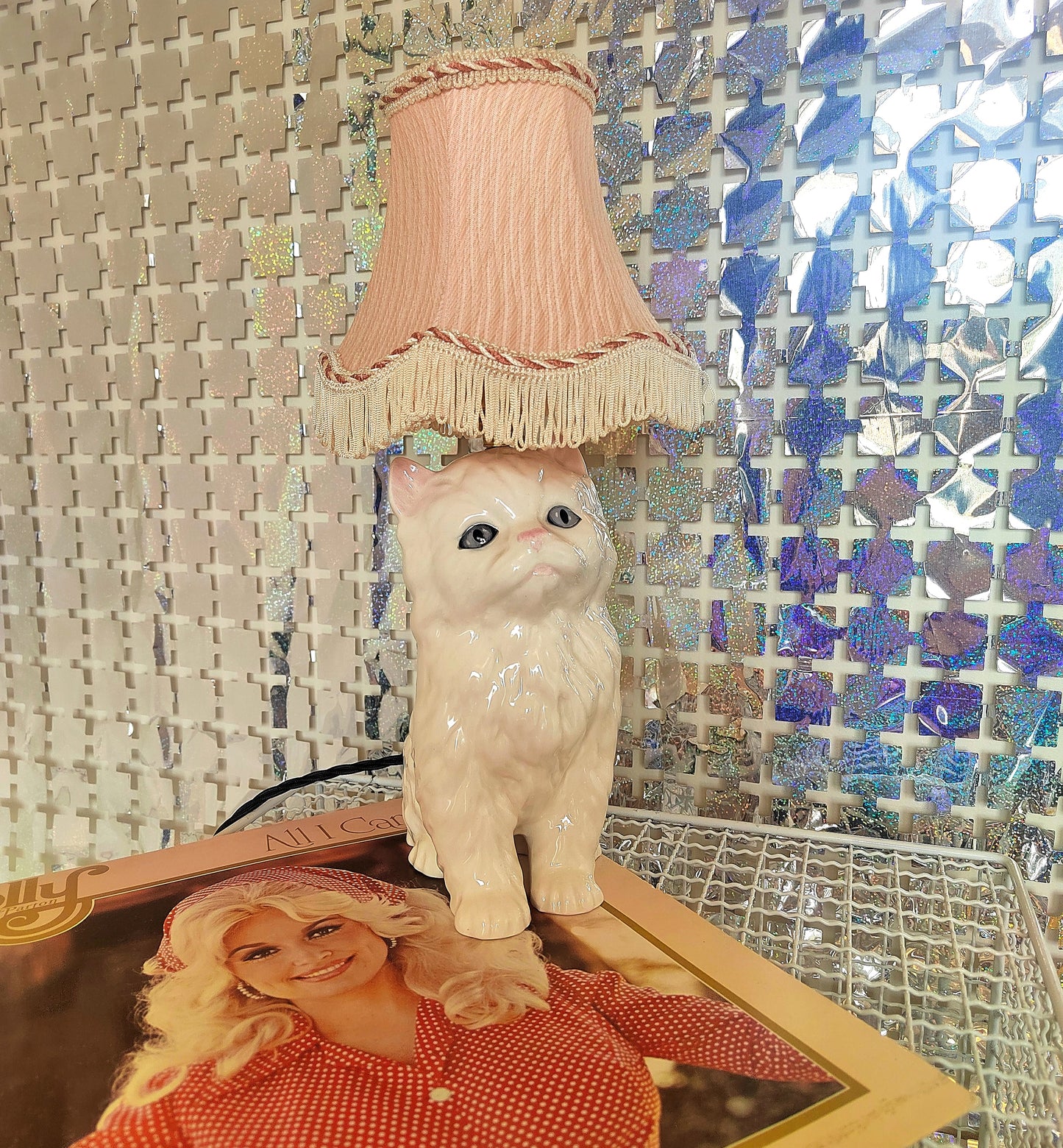 Upcycled Cat Lamp "Dolly" the Cat