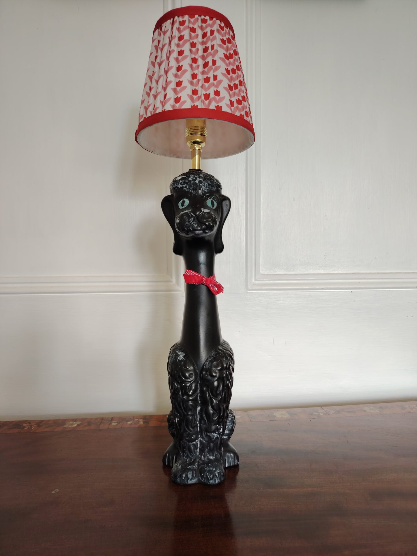 Upcycled 1950's Hand Painted Poodle Lamp