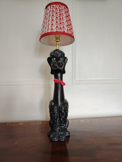 Upcycled 1950's Hand Painted Poodle Lamp