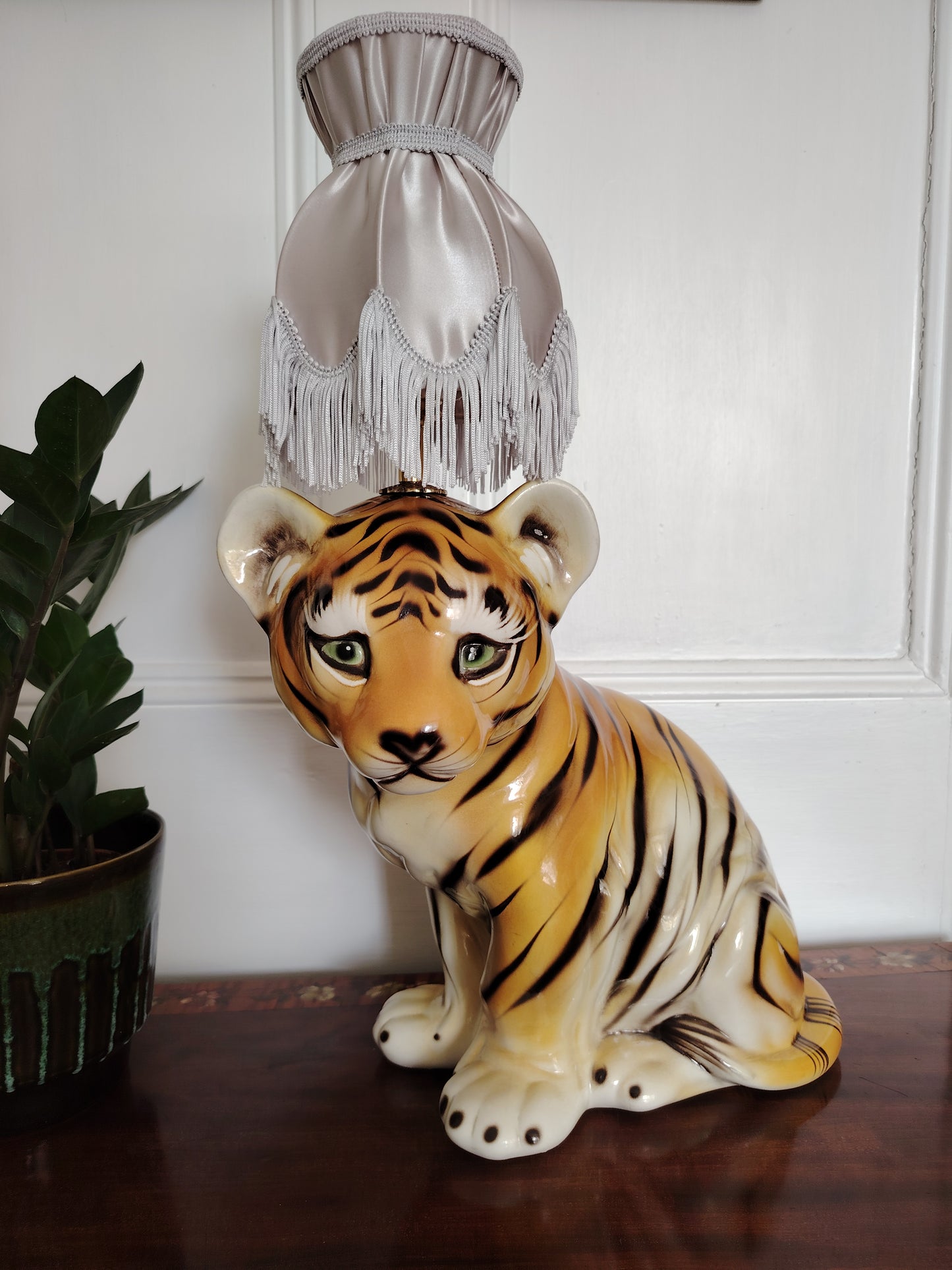 Large Reworked Mid Century Tiger Cub lamp