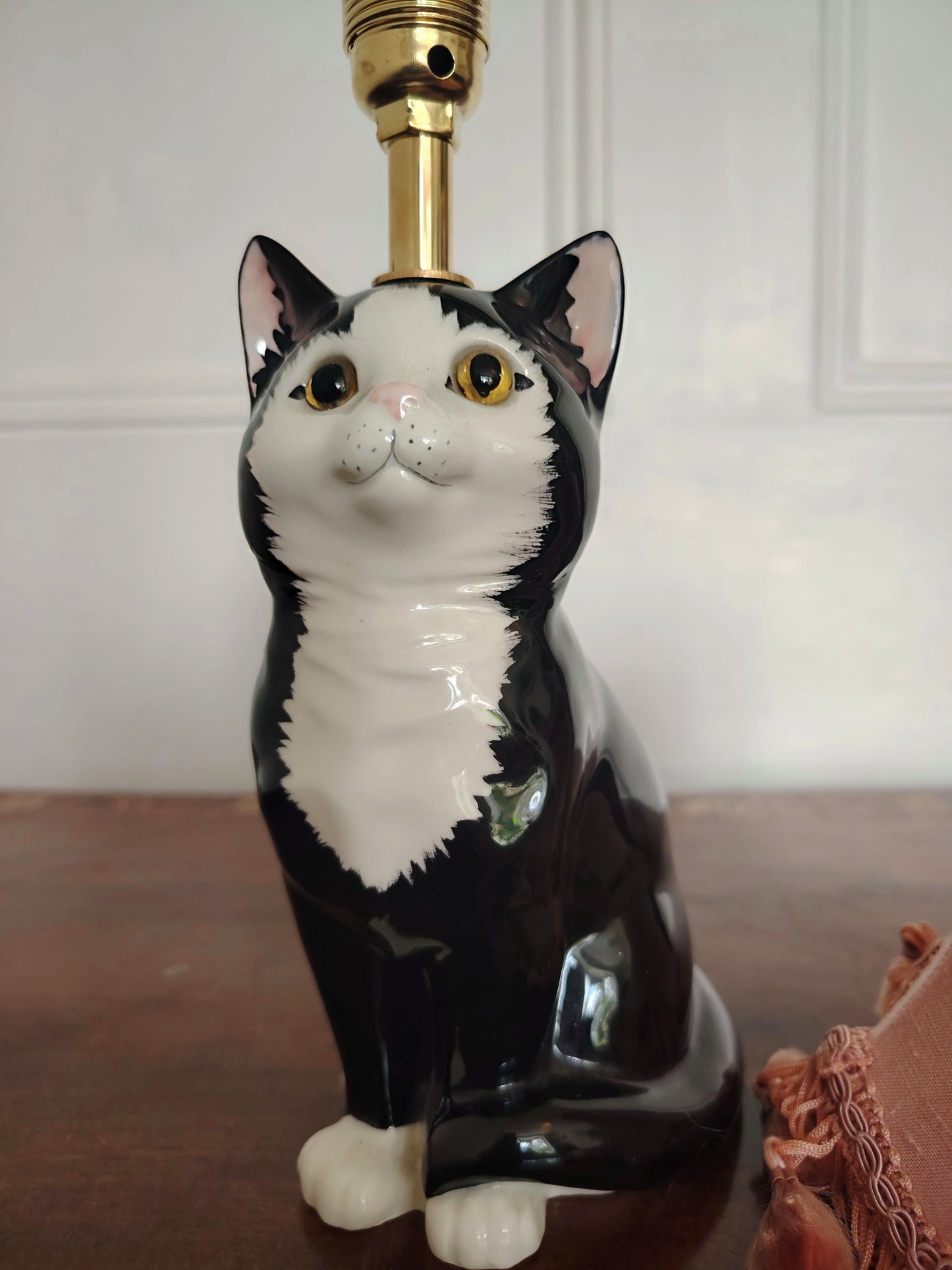 Vintage Reworked Small Tuxedo Cat Lamp