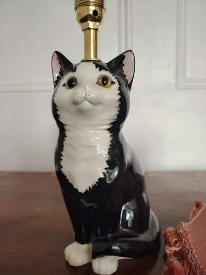 Vintage Reworked Small Tuxedo Cat Lamp
