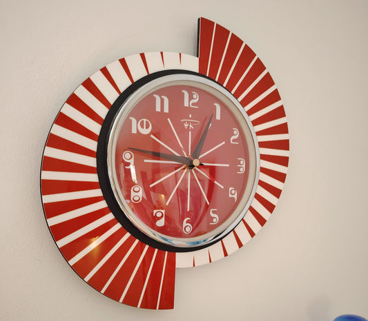 Retro Style Red and White By Royale Wall Clock
