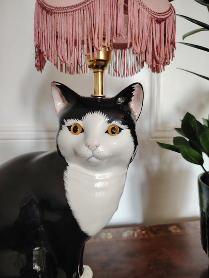 Large Vintage Reworked Tuxedo Cat Lamp (Copy)