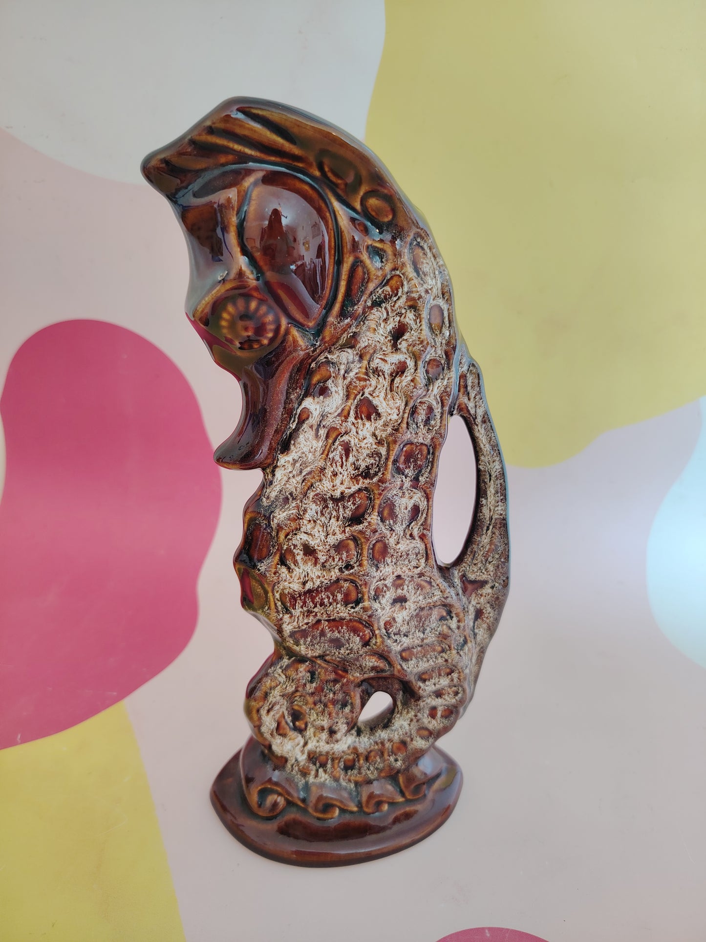 Vintage 70's Fosters Pottery Seahorse Glug Jug