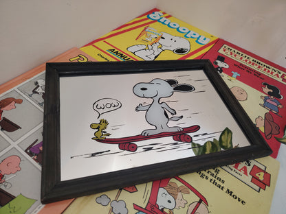 Vintage Snoopy and Woodstock Skate Board Mirror