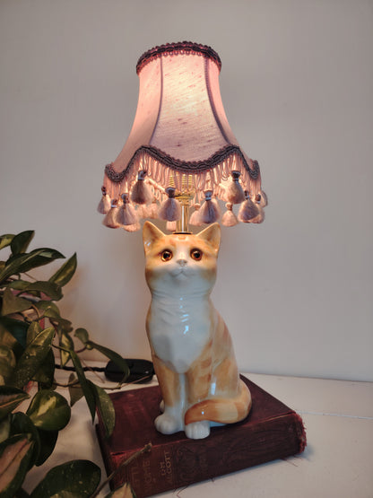 Vintage Reworked Small Ginger Cat Lamp 🐈💕