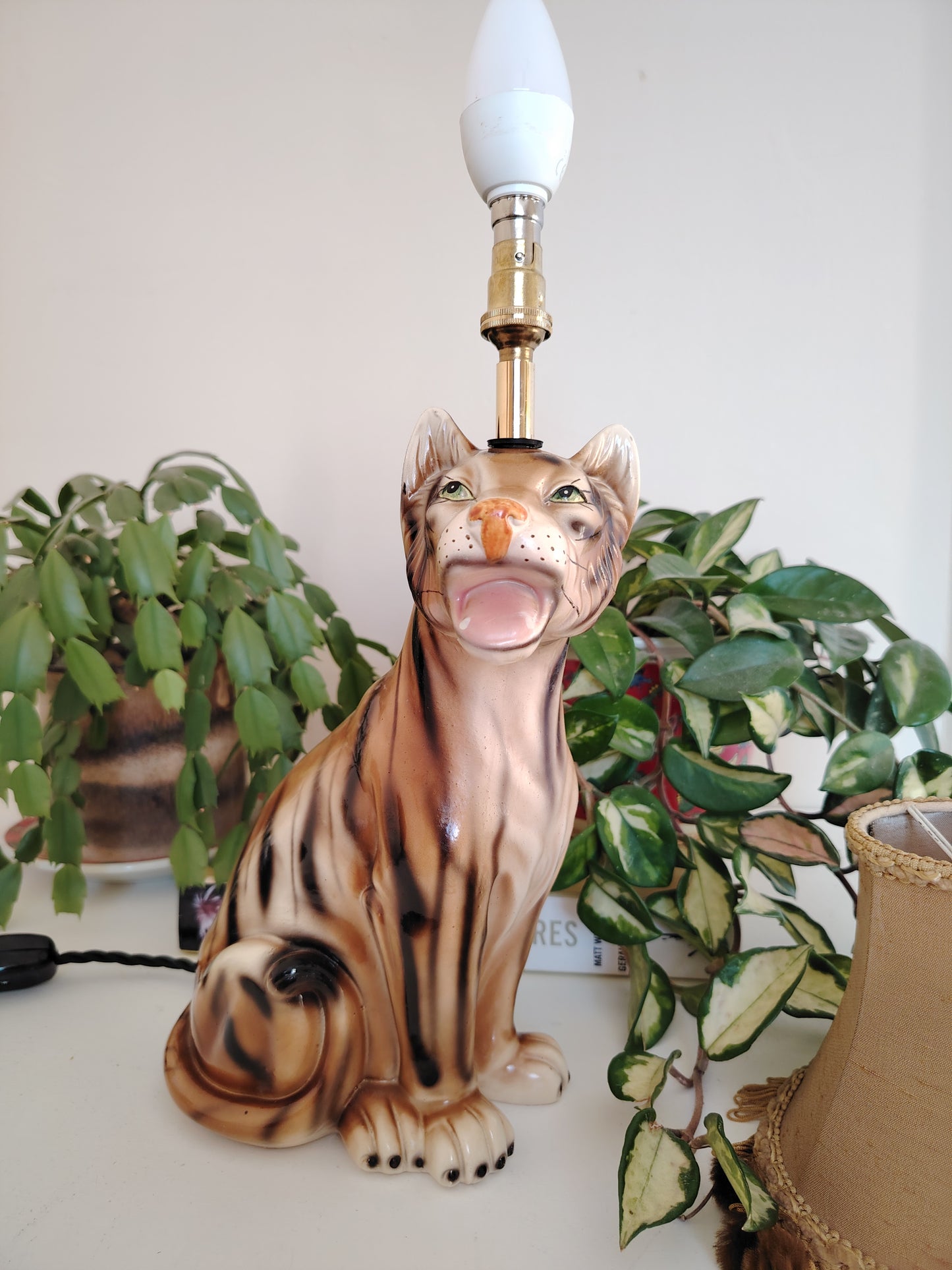 Upcycled Vintage Tiger lamp