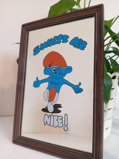 Vintage Smurf Picture mirror