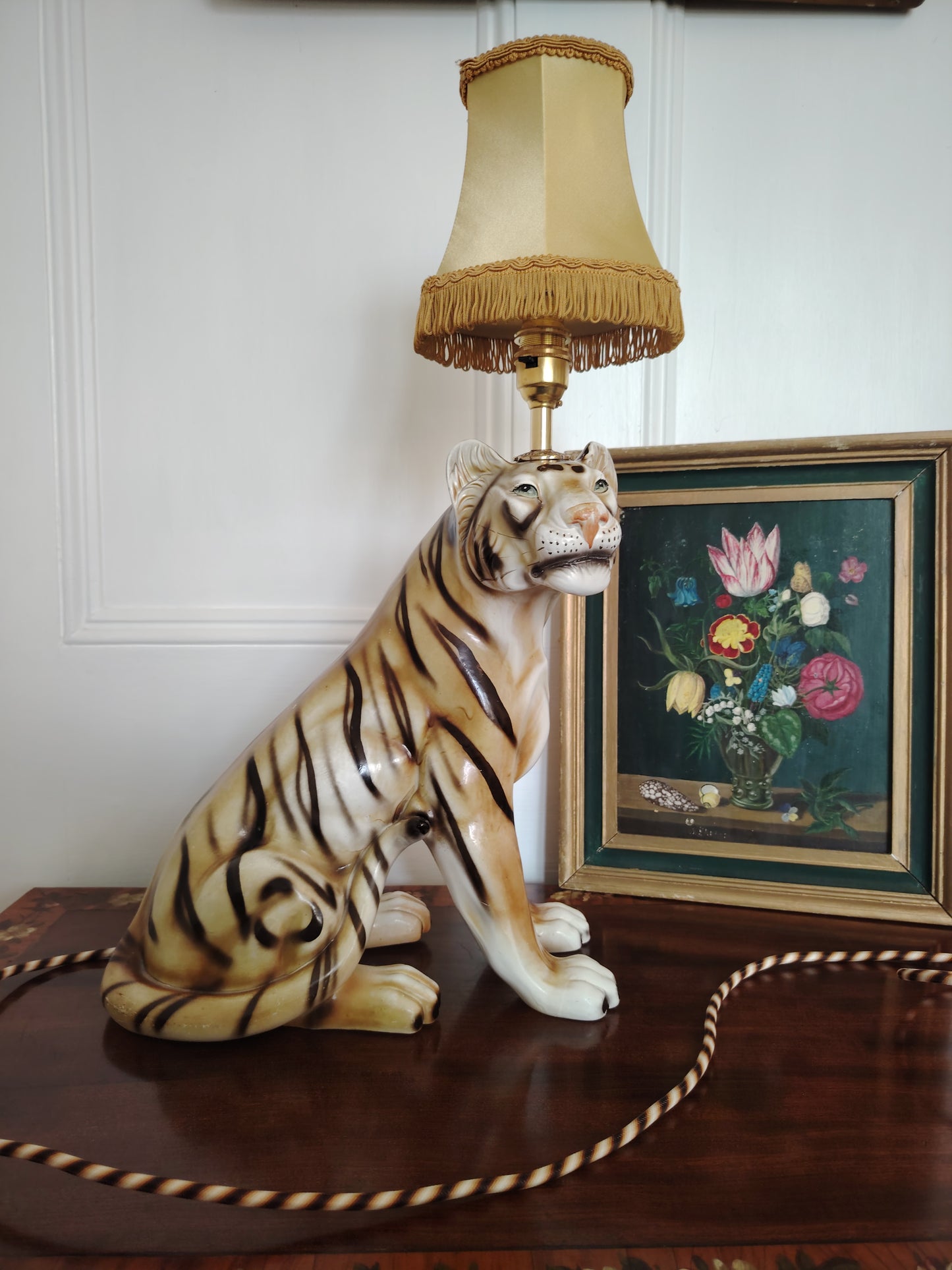 Large Reworked Mid Century Tiger lamp ✨