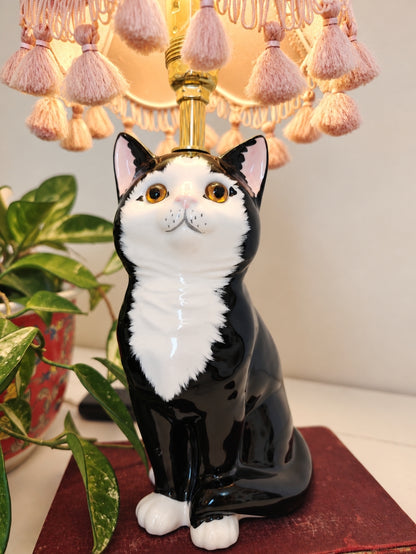 Vintage Reworked Small Tuxedo Cat Lamp 🐈‍⬛ 💕