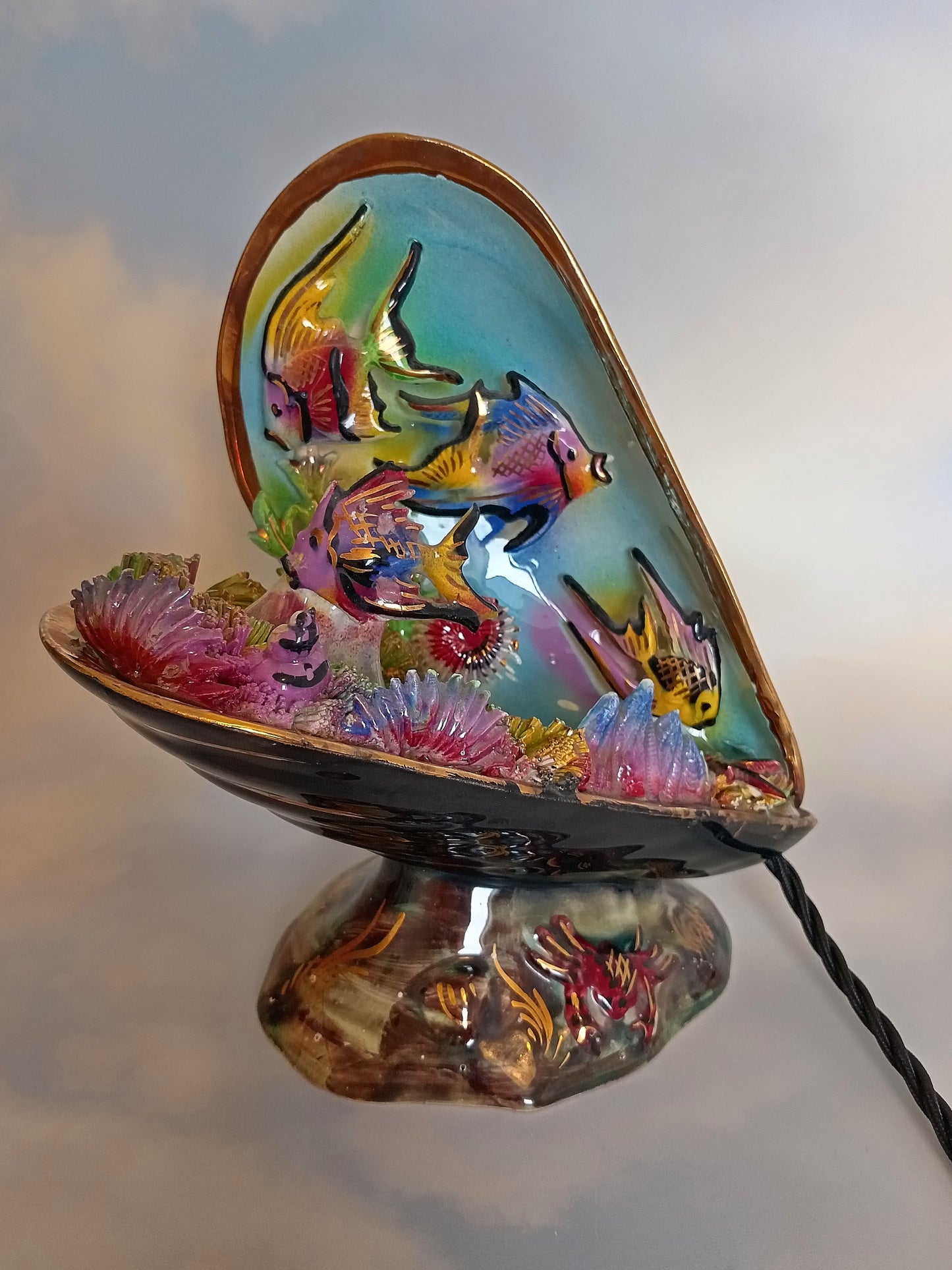 1950s Valluris Mussel Shell Lamp