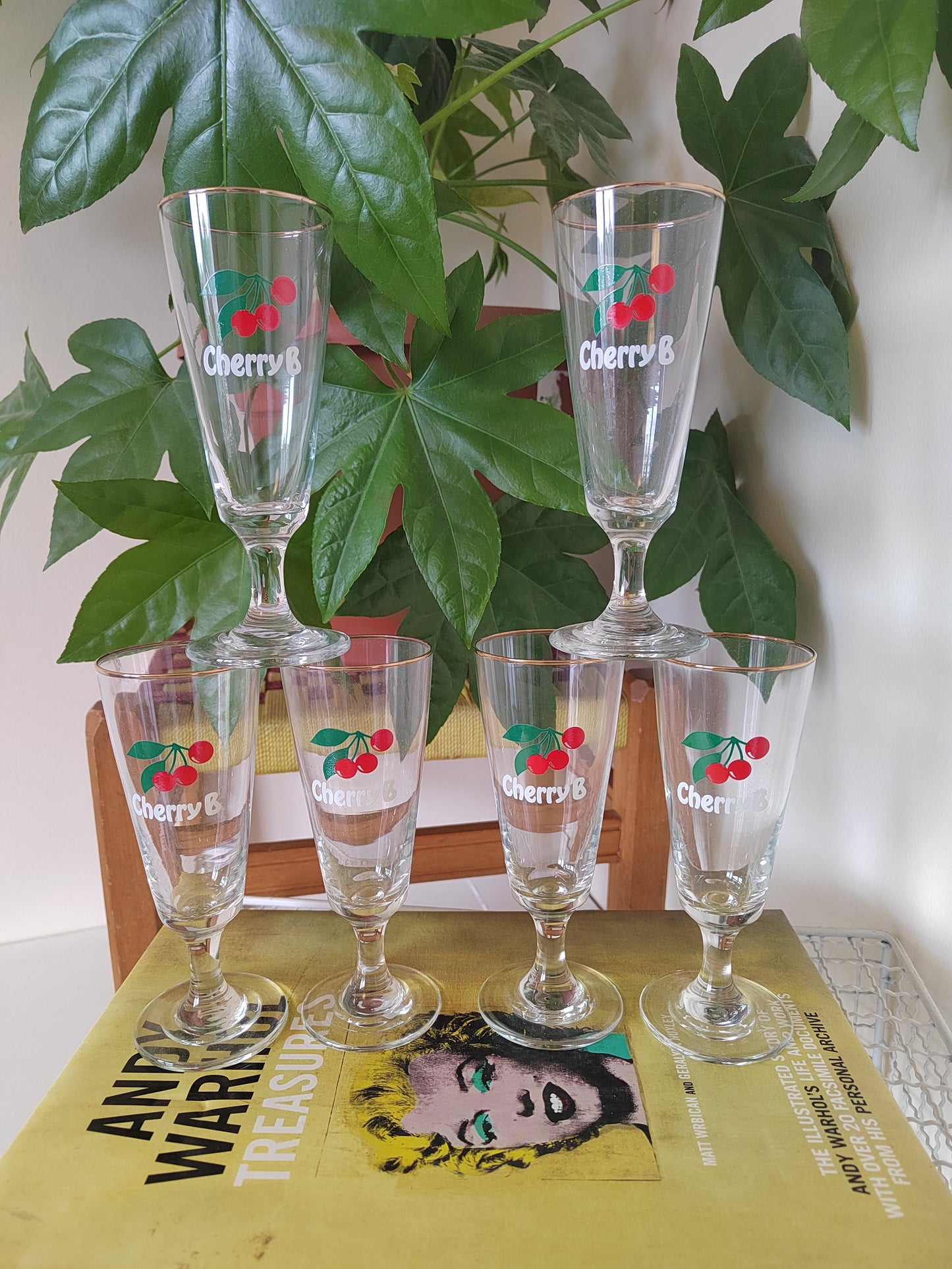 Vintage Cherry B Flute Glasses, listing for 6