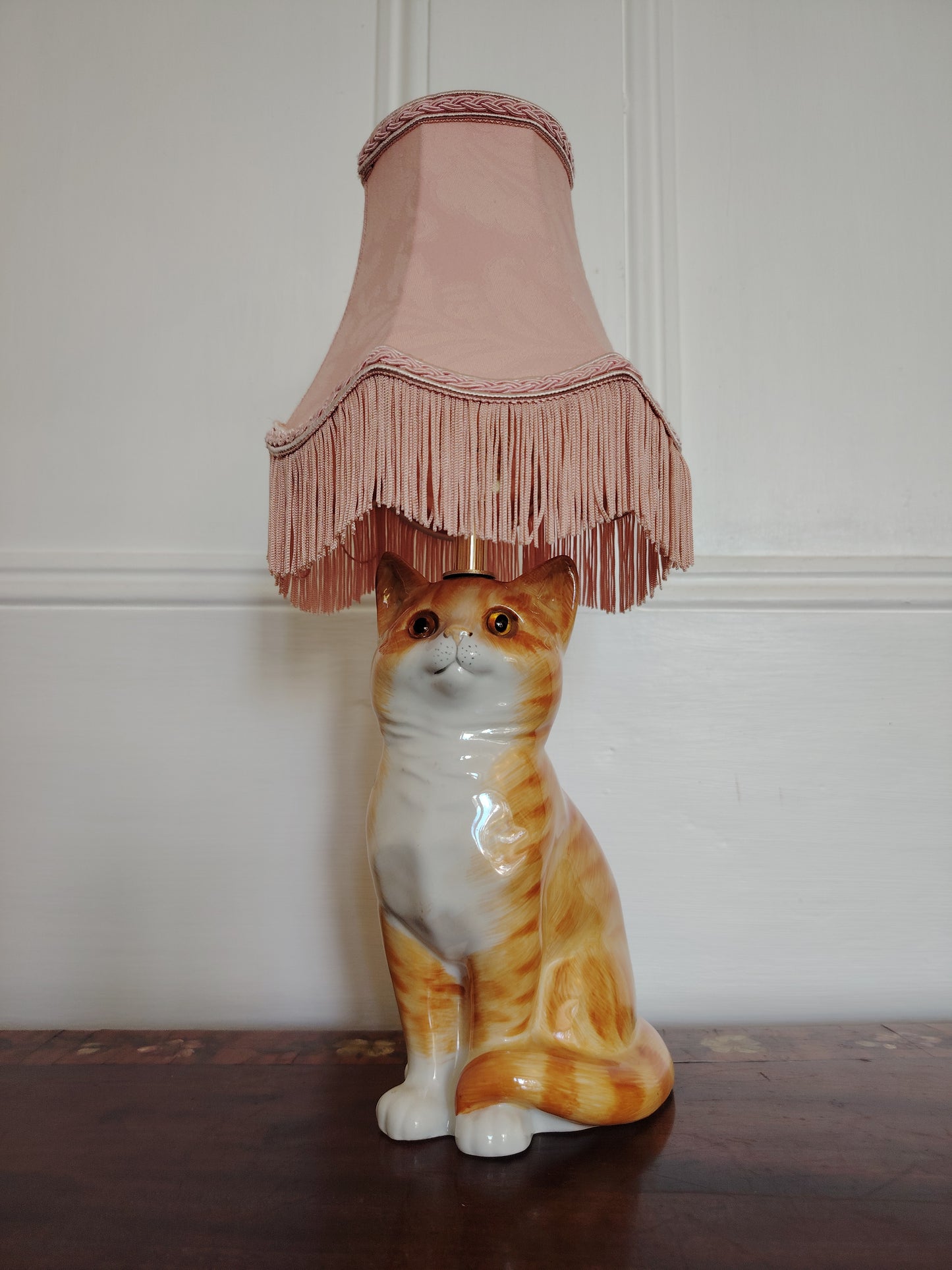 Vintage Reworked Small Ginger Cat Lamp