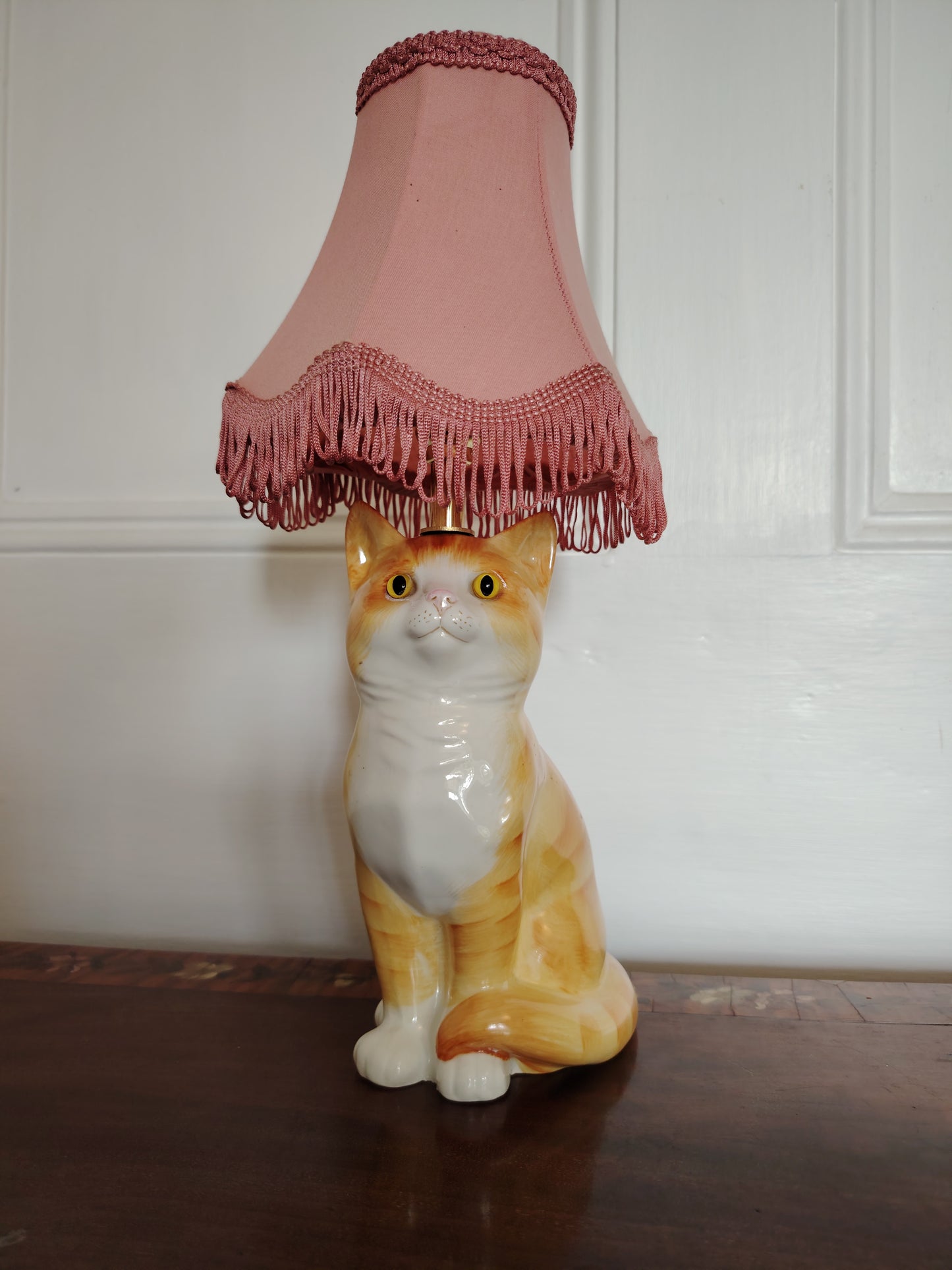 Vintage Reworked Small Ginger Cat Lamp