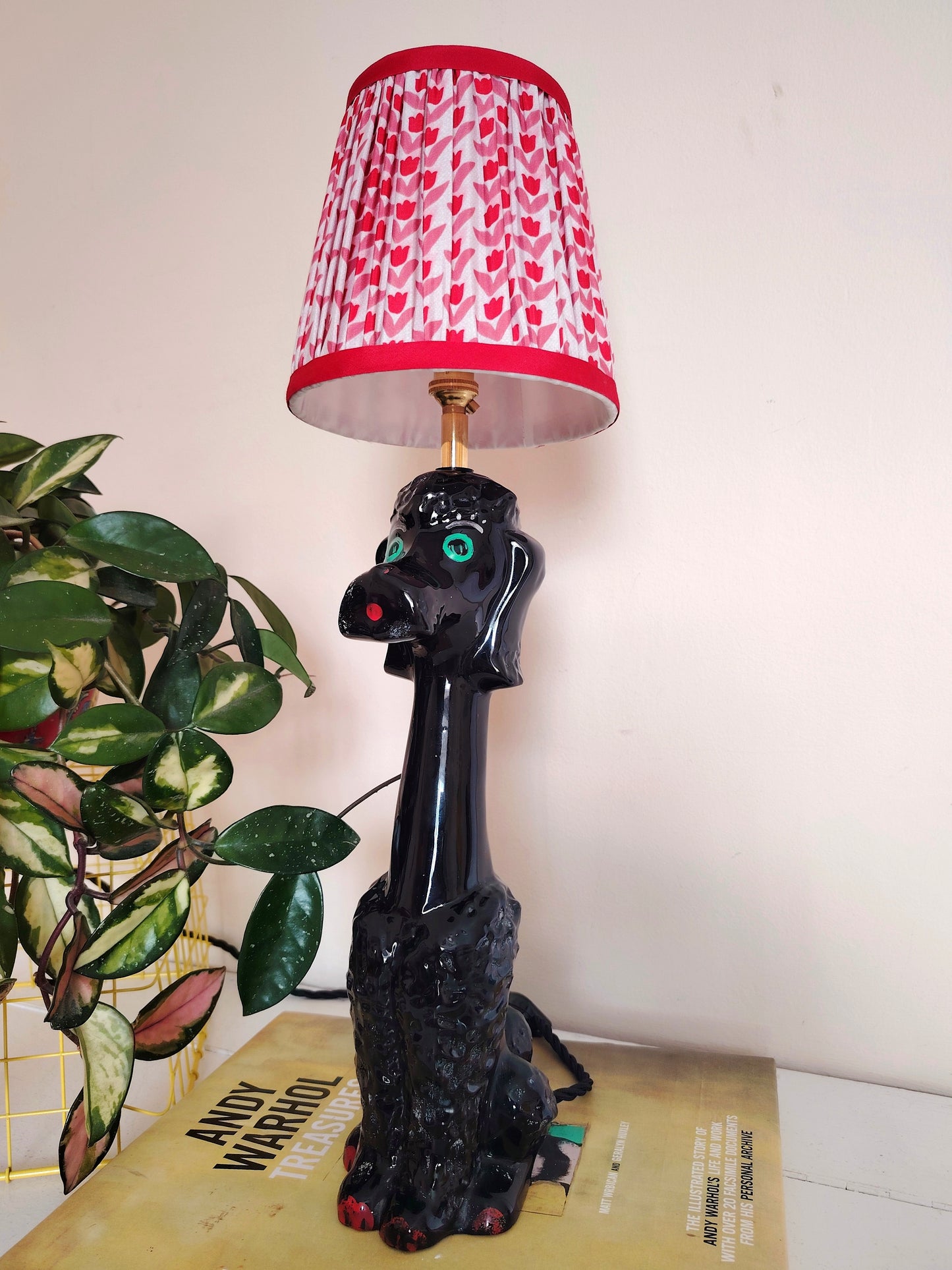 Upcycled 1950's Hand Painted Poodle Lamp