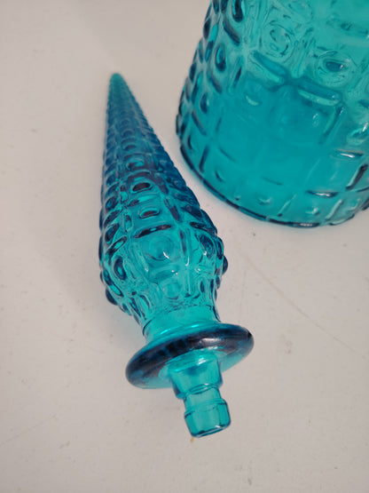 Tall Blue Glass Empoli Genie Bottle