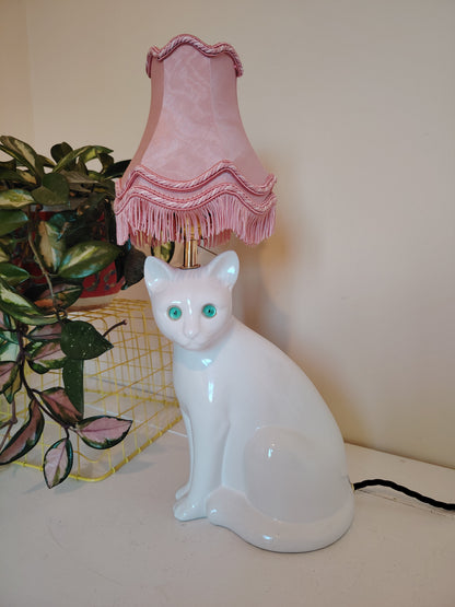 Vintage White Reworked Cat Lamp