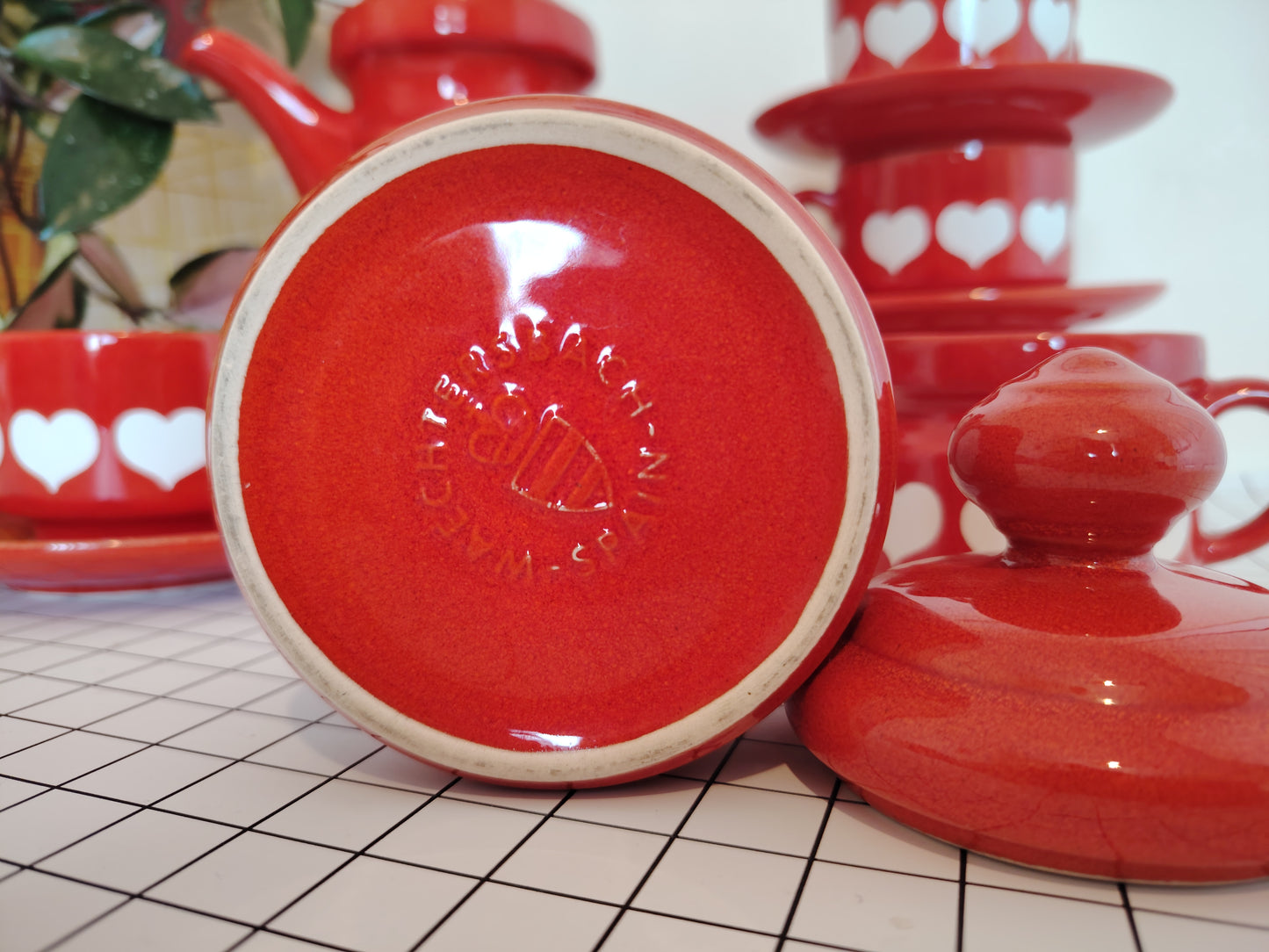 Vintage 70's Rare Waesterbach Heart Design Tea/ Coffee Set