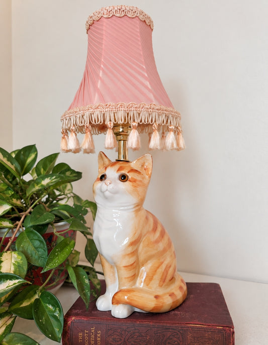 Vintage Reworked Small Ginger Cat Lamp 🐈💕