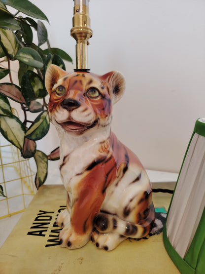 Upcycled Mid-Century Small Tiger Cub Lamp