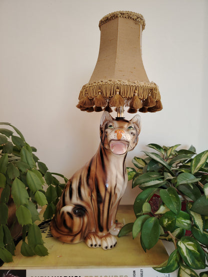 Upcycled Vintage Tiger lamp